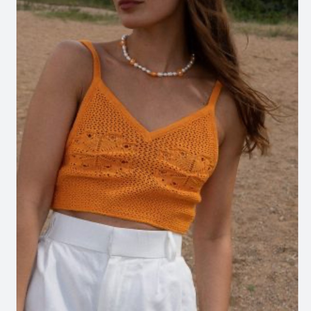 H&M Orange Crochet Bralette Top Size Small - Picture 11 of 11